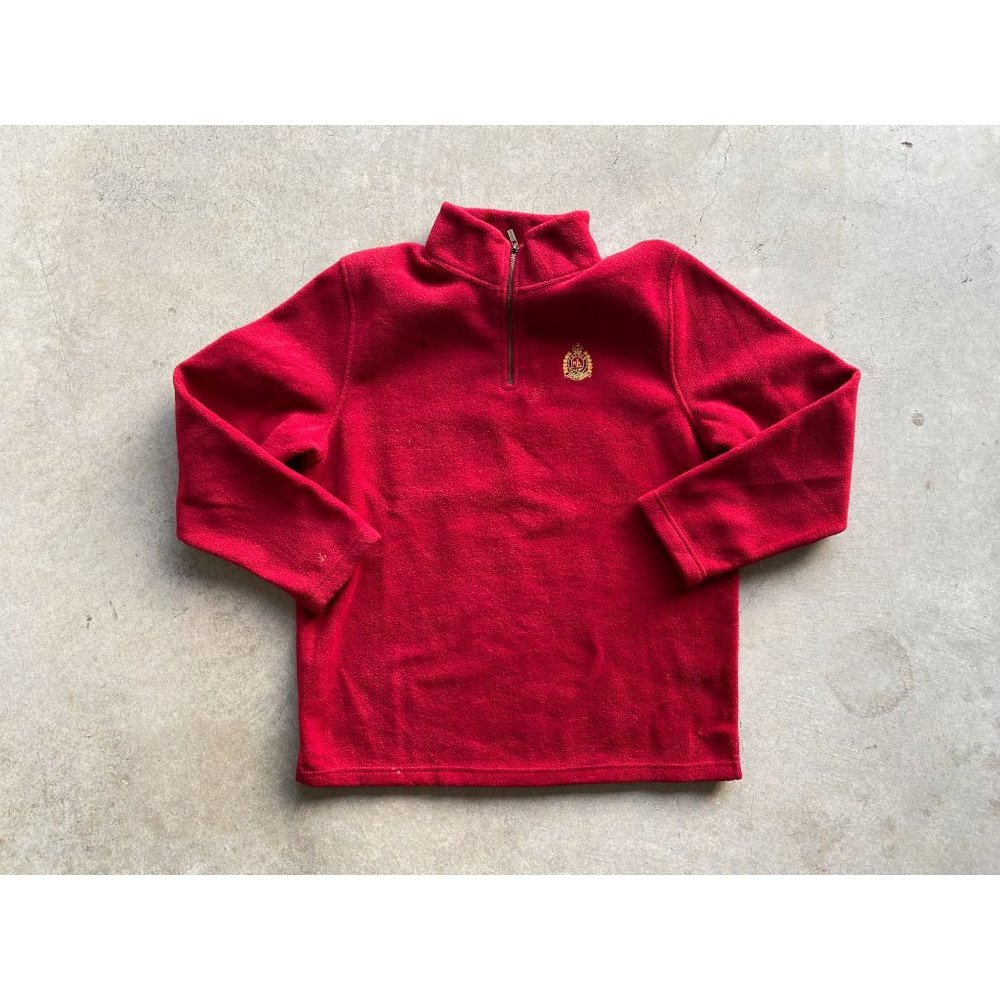Lauren Ralph Lauren Womens Petite Large Red Fleece Jacket Embroidered Crest